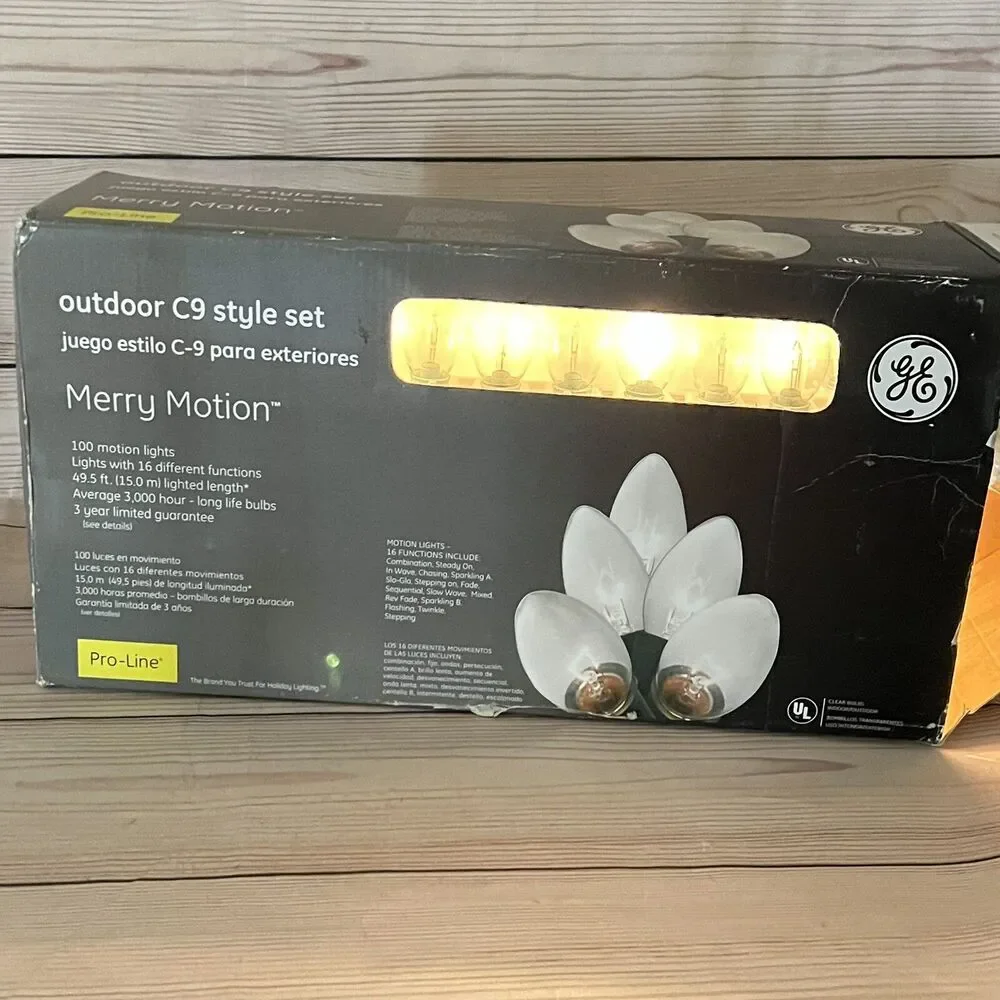 GE Merry Motion 100 Pro-Line C9 Christmas Lights Clear 16 Function 49ft Outdoor